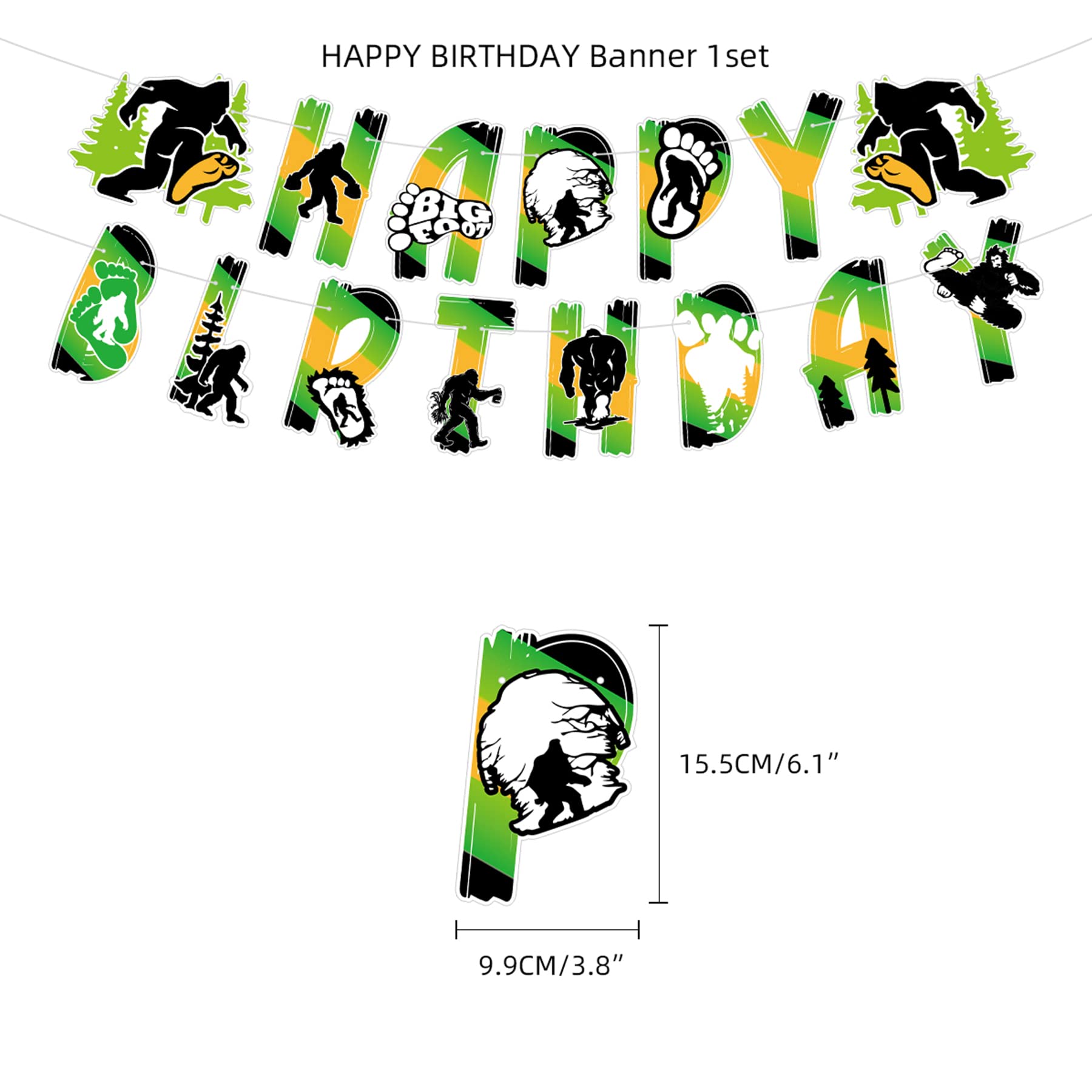 Bigfoot Birthday Party Decorations Set - Banner, Cake Topper & Cupcake Decor