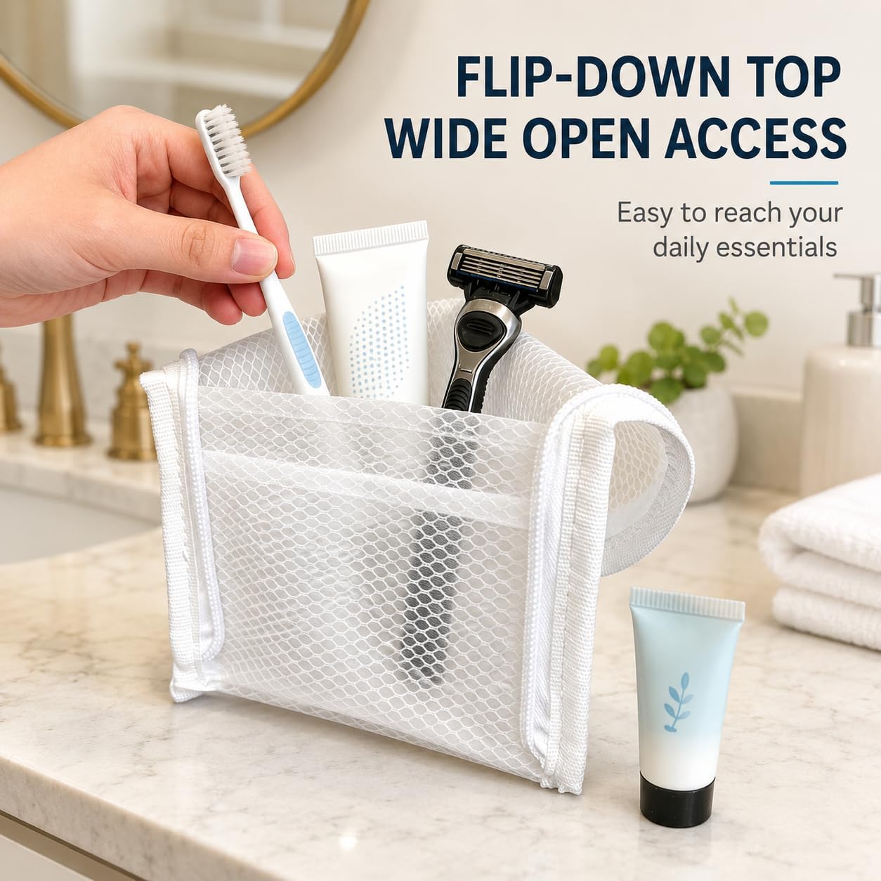 4-Pack Standing Travel Toiletry Bag Set – 2 White & 2 Gray Waterproof PVC Hanging Cosmetic Organizer Pouches, Foldable Vertical Wash Bags for Toothbrush, Razor, Makeup, and Skincare