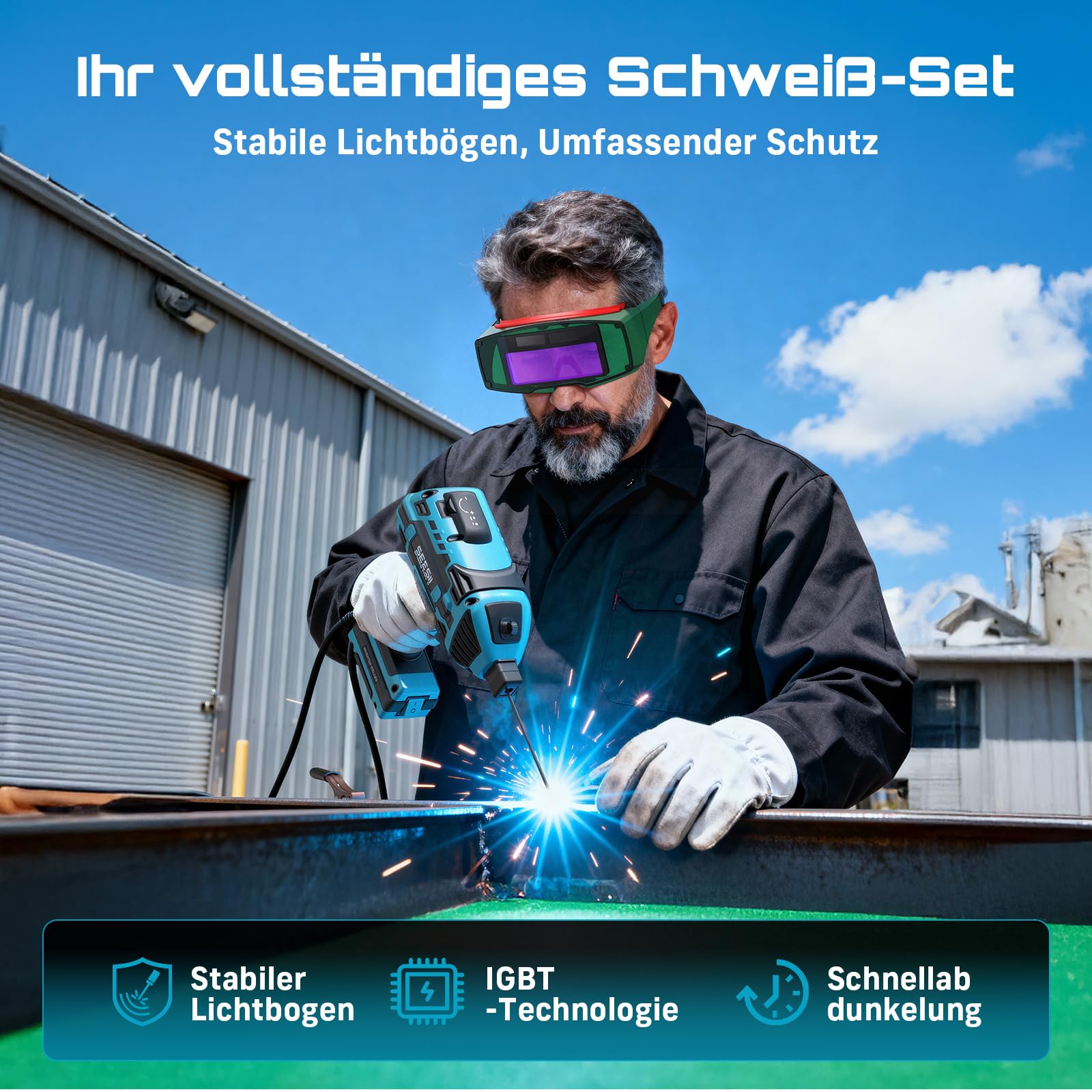 Seesii Handschweißgerät 220V, IGBT Inverter ARC Tragbare Schweißmaschine - 6 Stromstärkenverstellung, für 2,5-3,2 mm Elektroden, für Reparaturen, Professionelle Schweißprojekte (mit Schutzbrille)