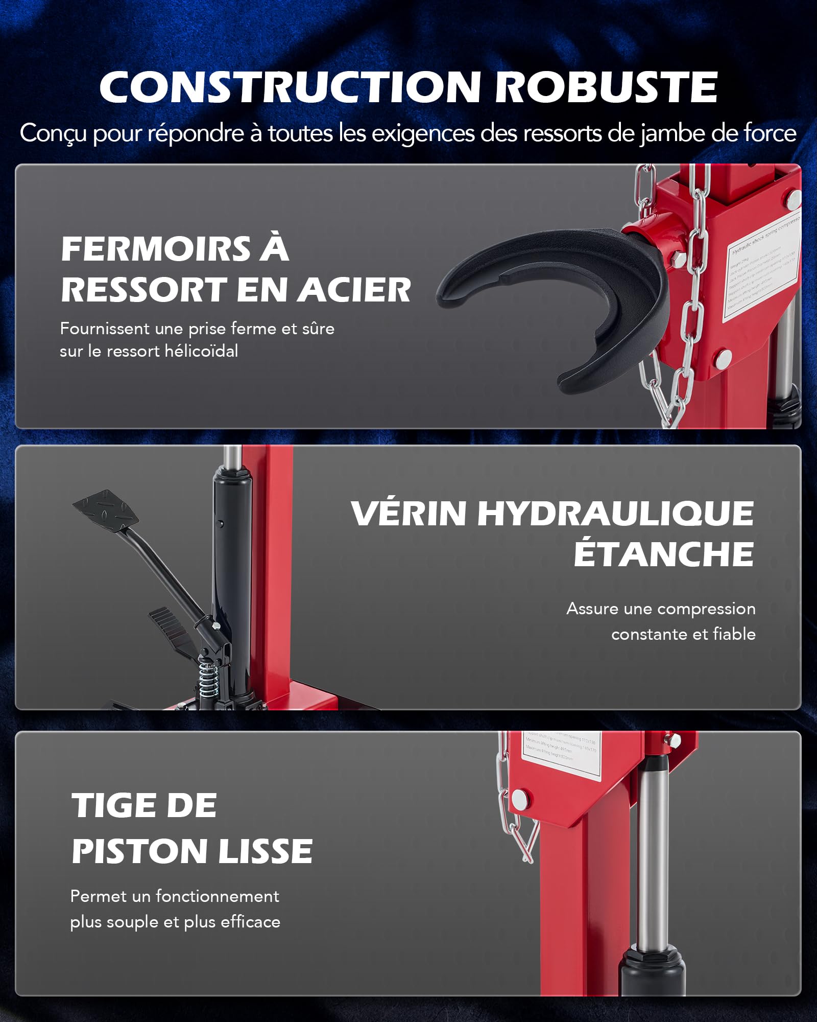 Orion Motor Tech Compresseur de Ressort Amortisseur Hydraulique Capacité 3T avec 4 Pinces de Serrage 7 Trous pour Réglage de Hauteur Opération à Pieds pour Réparation des Voitures Camions Caravanes