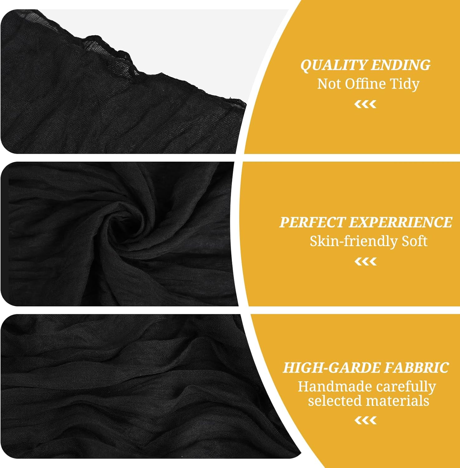 60 PCS Black Cheesecloth Chair Sashes, 16 x 70 inch Cheesecloth Sashes Rustic Chair Decorative Bows Designed ChairCover for Wedding Banquet Party Aisle Home Kitchen Decoration