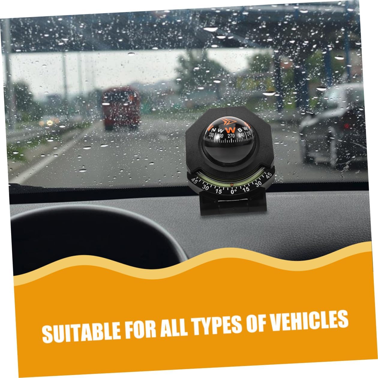 VALICLUD Car Compass Dashboard Compass 2pcs with Inclinometer Foldable High-Precision Car Guide Ball for Auto and Boat Dash Mount Navigation