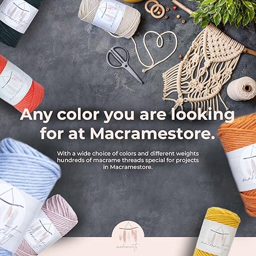 Miniatura 9 de Makromecity, Cordón de macramé de poliéster de 0.079 in x 125 yardas (375 pies) de 0.079 pulgadas de polipropileno, tela vaquera azul, cordón de