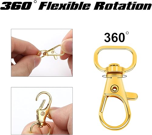 Miniatura 4 de SANNIX 120 ganchos de clip para llavero y anillos en D a granel incluyen 60 ganchos giratorios para cordón y 60 anillos en D para llaveros y