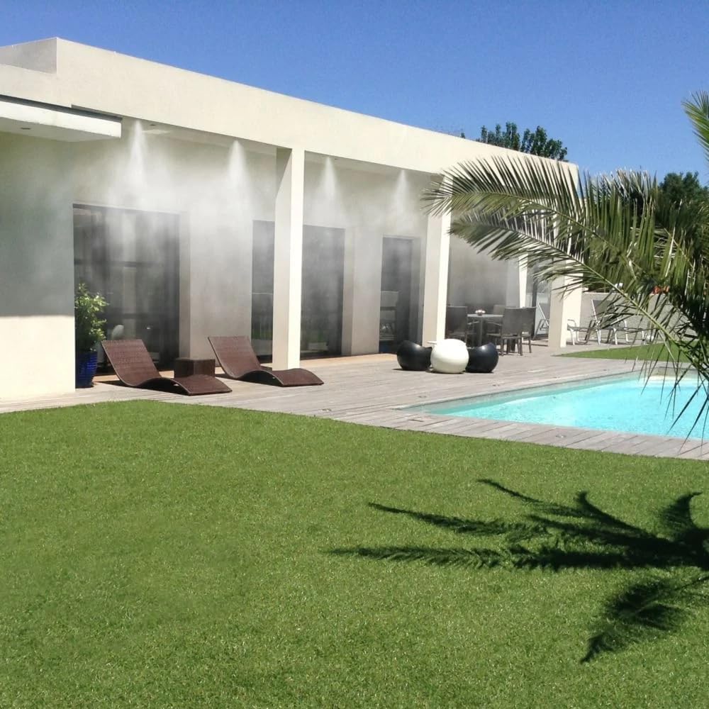 Nebulizador de Alta presión para terrazas 10m - 6 boquillas antigoteo - Set Completo - Calidad Profesional - climatización Exterior - Refresca sin mojar