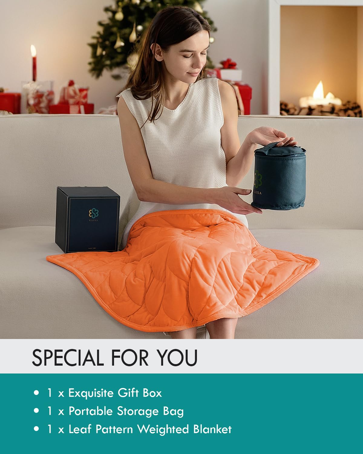 Kaisa Weighted Lap Blanket 7 lbs 41" x 53", Cozy Luxury Crystal Velvet Small Weighted Blanket for Adults, Portable Travel Weighted Blanket for Relaxation, All-Season Blanket, Machine Washable, Green: Orange 23"x29" 5 Pound