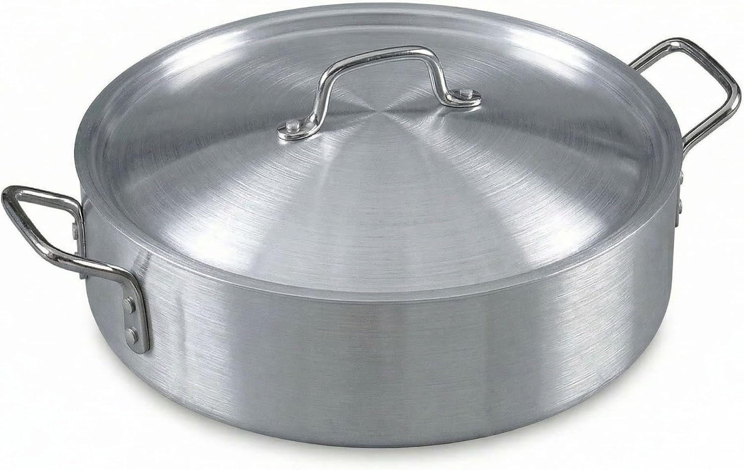 Alegacy Eagleware Aluminum Brazier with Lid, 10 Quart Commercial Brazier Pan, Standard Weight Aluminum, Even Heat, Professional Cookware | EWBR10WC