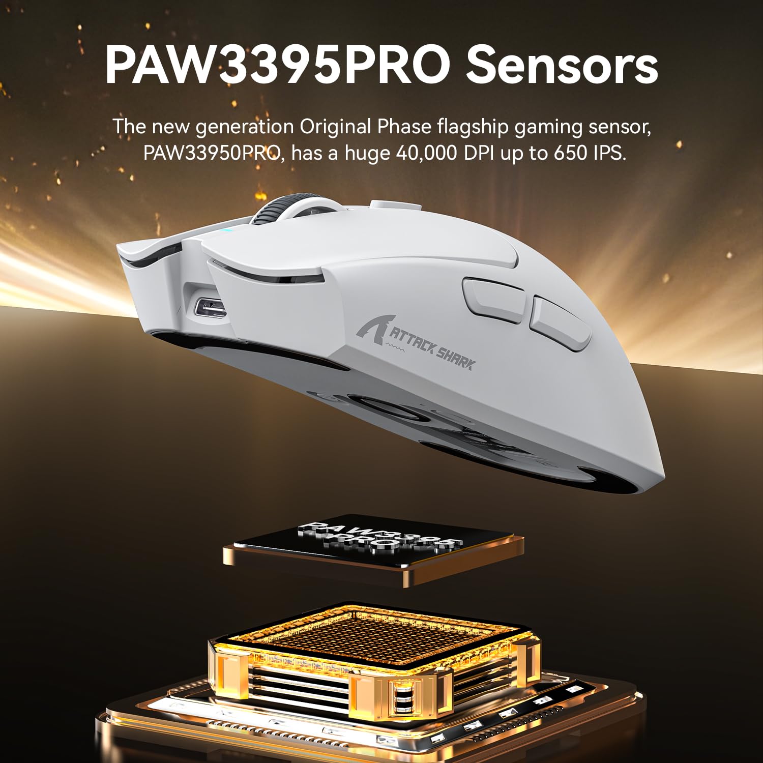 ATTACK SHARK X1 Gaming Mouse with Touchpad RGB Charging Dock, PixArt PAW3395PRO Gaming Sensor, BT/2.4G Wireless/Wired Gaming Mouse, 40000 DPI, 53g Superlight Gamer Mice for Win11/Xbox/PS/Mac (White)