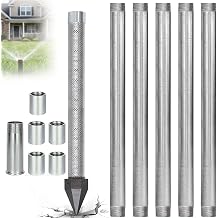 Well Drive Point Kit, 1-1/4 Inch Stainless Steel Sand Point Well With 60 Gauze Mesh, 36 Inch Length Pipe, Heavy Duty Shallow With Galvanized Pipes And Couplings, Irrigation1+5 Pipes6m 20ft