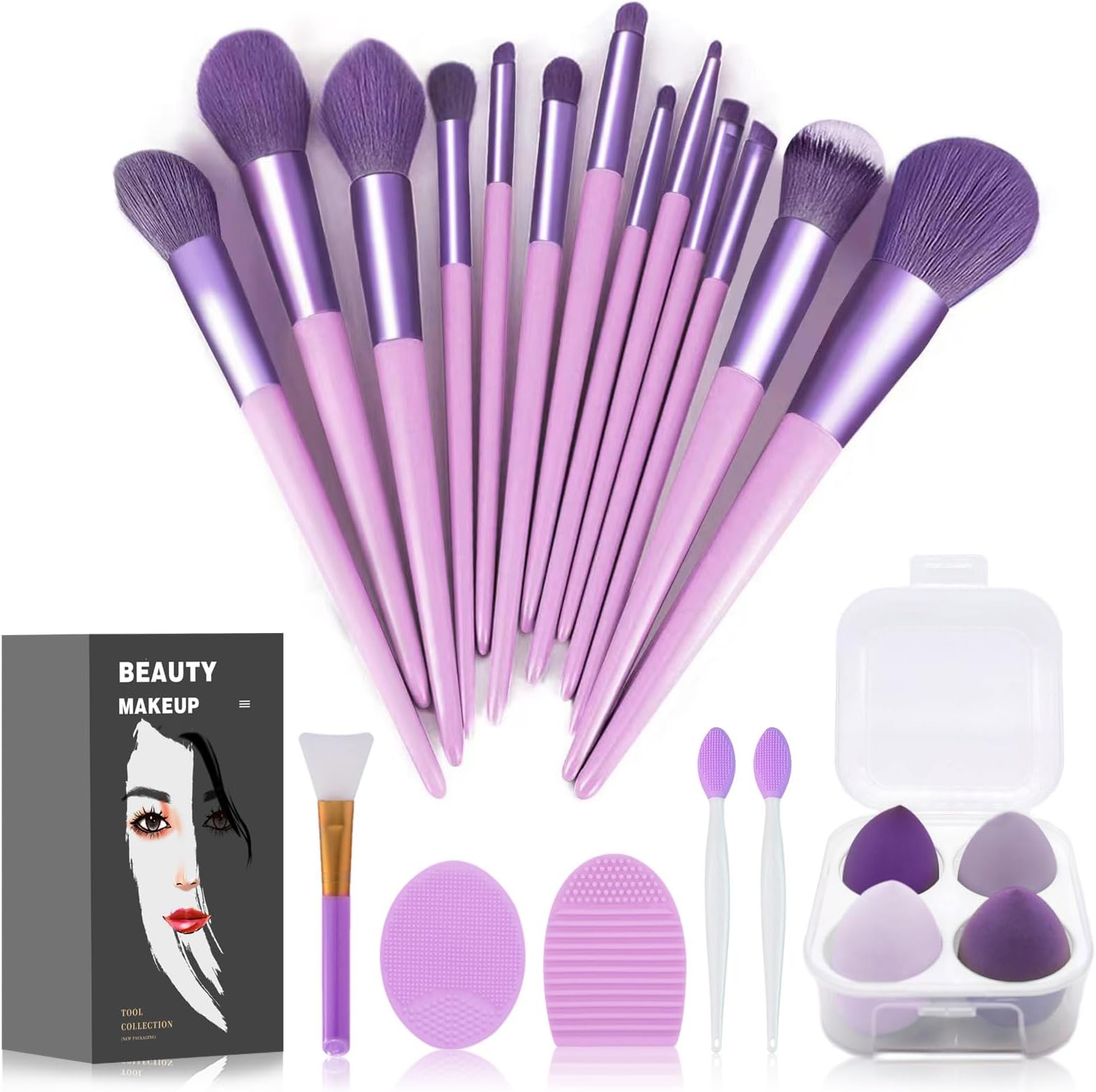 Koccido Makeup Brushes 22 Pcs Makeup Kit,Foundation Brush Eyeshadow Brush Make up Brushes Set (Purple, 22 Piece Set)