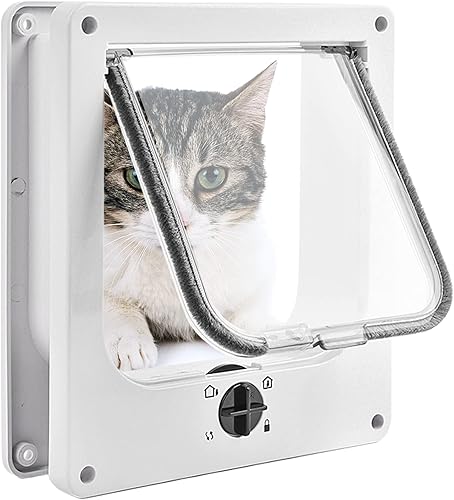Miniatura 8 de Puertas grandes para gatos (tamaño exterior 10.6 x 9.2 pulgadas), puerta de gato con bloqueo de 4 vías para puertas interiores y exteriores, puerta