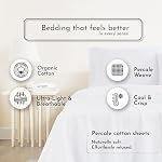 Linen Closet 100% Organic Cotton King Size Sheets Set, 4 Pcs, Arctic White - Percale Bed Sheets & Pillowcases Set - Up to 16" Deep Pocket Fitted Sheet - Cooling, Crisp & Breathable - for Hot Sleepers