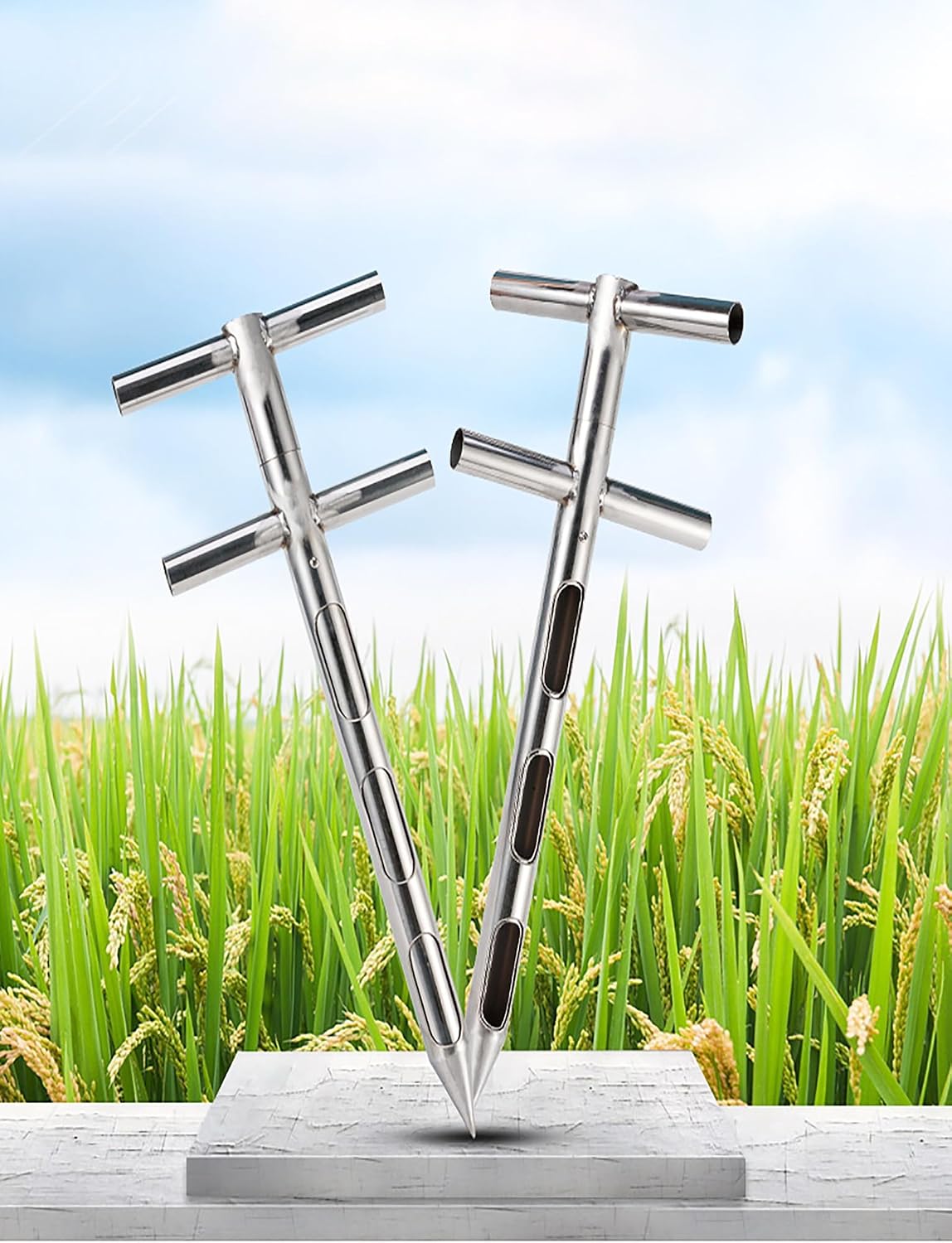 Stainless Steel Soil Grain Sampler Probe - Double Layer Rotary Tool for Solids & Powders, 48mm Diameter, 150cm Length, Ideal for Agriculture & Lab Testing,Id48mm,150cm