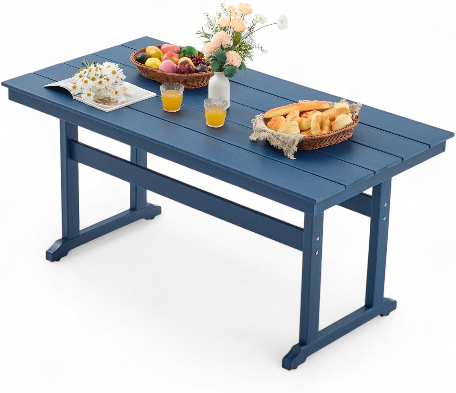 HDPE Outdoor Dining Table,35.5" All-Weather Square Table with 2" Umbrella Hole for Patio Lawn Garden Backyard,Gray