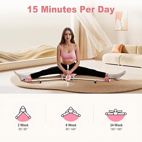 Miniatura 6 de HOTSWEAT Máquina dividida, estirador de piernas para flexibilidad, máquina de estiramiento ajustable con capacidad de peso de 300 libras para