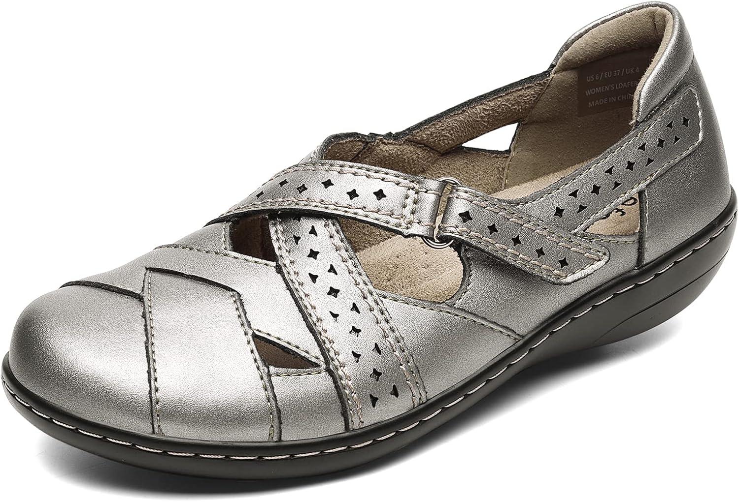 Irrefour Women's Classic Genuine Leather Casual Loafer Cute Slip-On Fashion Closed Toe Flat Sandal Comfy Work Sandal Everyday Walking Shoe - Image 4