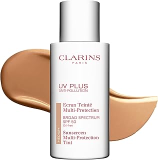 Clarins UV Plus Anti-Pollution, Broad Spectrum SPF 50 Tinted Face Sunscreen | Sheer Finish | Lightweight and Oil-Free | Triple Protection From UVA/UVB Rays, Free Radicals and Pollutants