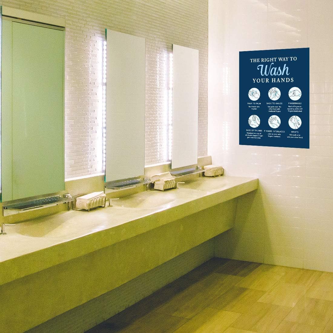 Andaz Press Social Distancing Hand Sanitization Wash Your Hands The Right Way To Wash Your Hands Business Signs, 10-Pack 8.5" x 11" Labels, Vinyl Sticker Decals