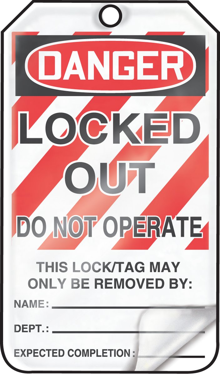 Accuform Lockout Tags, Pack of 25, Danger Locked Out Do Not Operate, US Made OSHA Compliant Tags, Weather-Proof & Chemical Resistant Laminated PF-Cardstock, 5.75"x 3.25", MLT407LTP