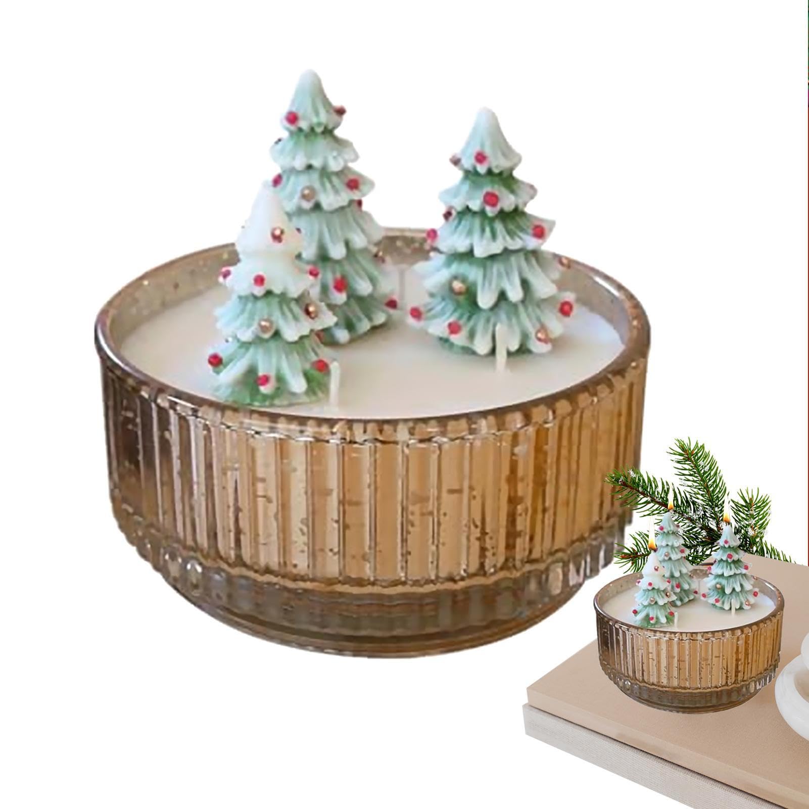 Velas de soja en forma de árbol, velas de árbol delicadas hechas a mano de 3.94 pulgadas, velas cónicas de árbol con base de color verde, varillas creativas para el hogar, decoración de velas | mano de 3.94 pulgadas, velas cónicas de árbol con base de col