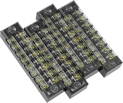 uxcell 4 Pcs 8 Positions Dual Rows 600V 15A Wire Barrier Block Terminal Strip TB-1508L