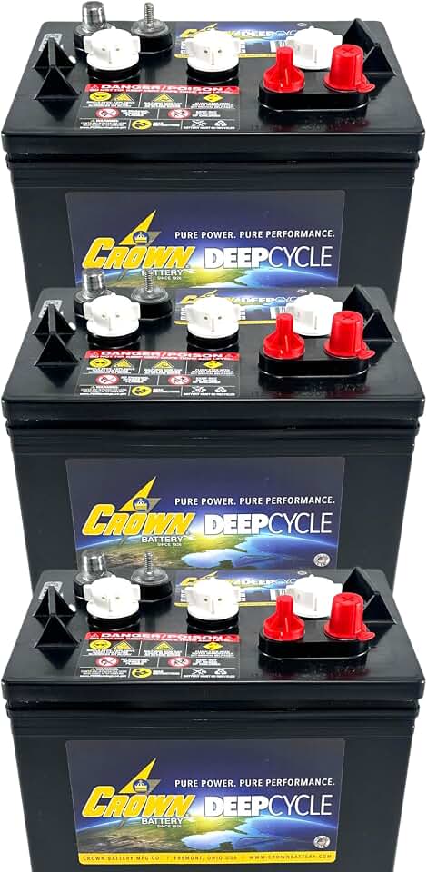 Crown CR-220 6V 220Ah Deep-Cycle Battery for Golf Carts, RVs, Marine & Solar – Premium Long-Life GC2 Replacement Set of 3