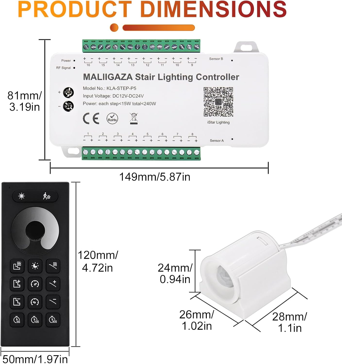 Smart Motion Sensor Staircase LED Strip Lights Kit, Intelligent 16-Step Light Controlled by APP & Remote(Not Include Battery) with 3000K Strips for Indoor Lighting