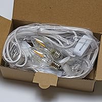 Vista 5 de KGC Cable de Accesorios C7 con 2 Bombillas LED C7 Base Candelabro E12 con Casquillo, Cable Blanco con Interruptor de Encendido/Apagado y Enchufes