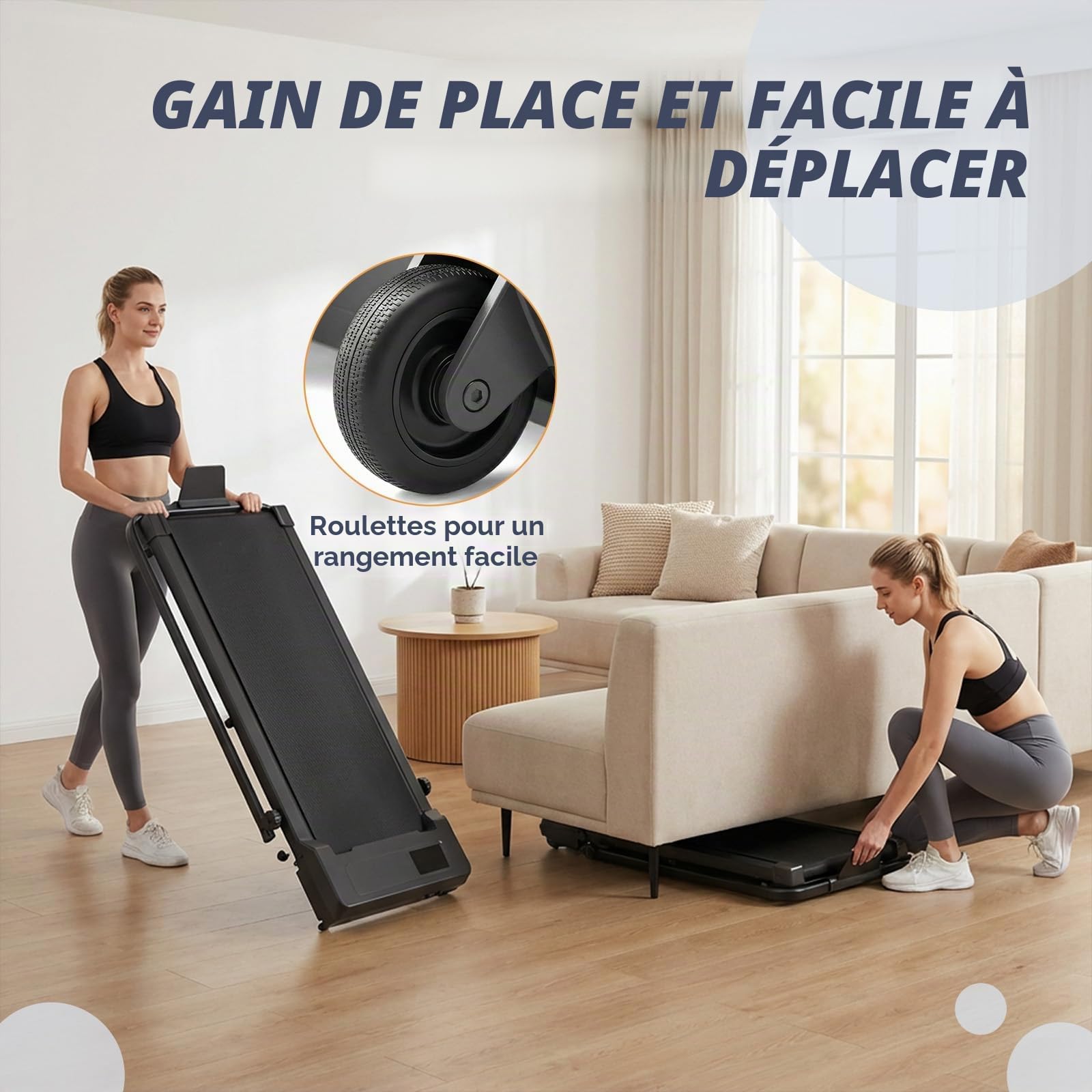 Drgymlee Tapis de Marche 3 en 1, Tapis Pliable sous Bureau avec Poignée, Machine Compacte et Silencieuse 1–10 km/h pour Maison, Bureau, Marche et Jogging, avec Télécommande et Écran LED