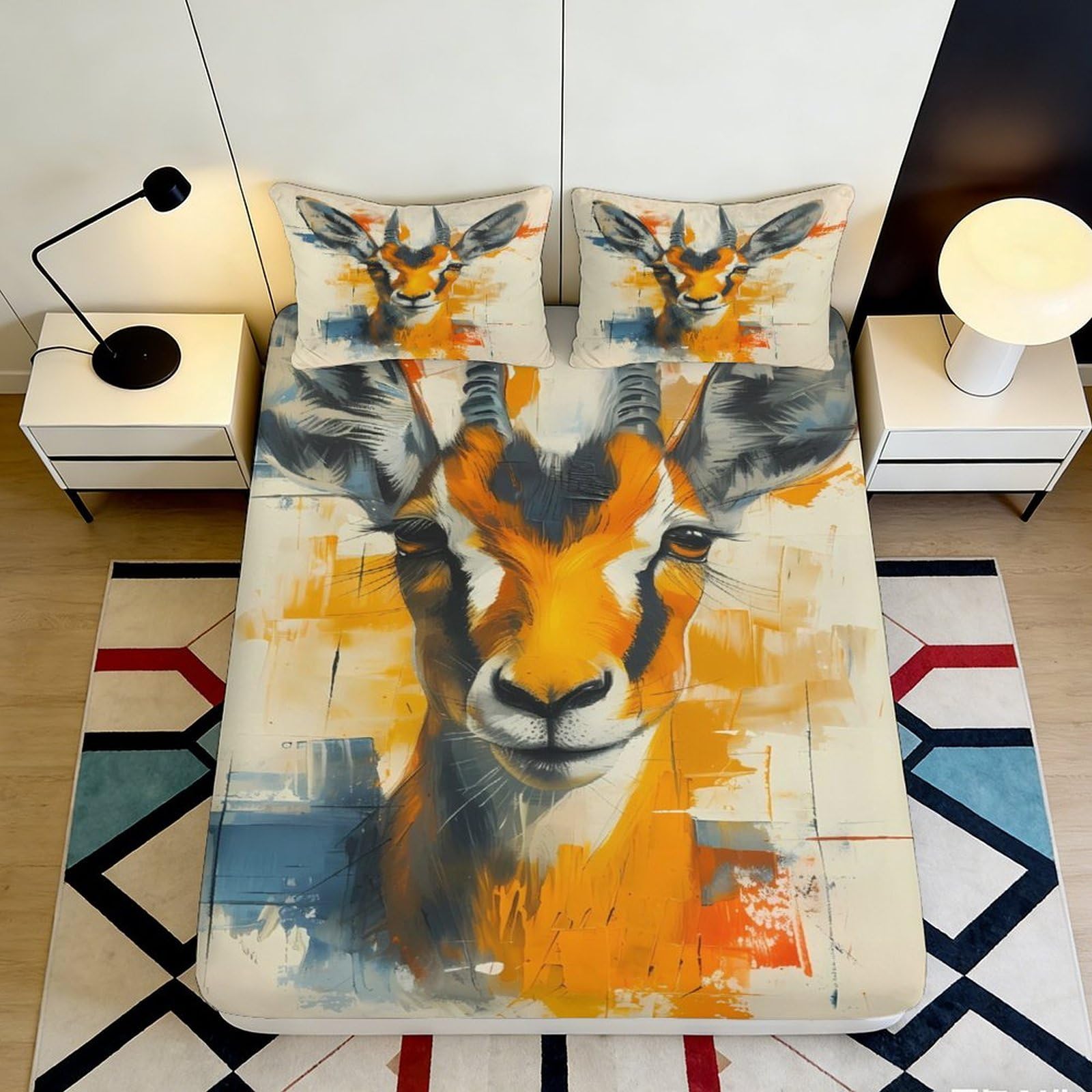 3D Printed Sunset Mountain Fitted Sheet Microfiber Non-Slip Deep Pocket Bedding Sunset Landscape Mattress Fitted Cover Washable Home 120x200x25cm