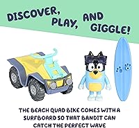 Vista 3 de Set de juguete de playa de Bluey Bandit Surf, kit de juguete de playa con figura poseable exclusiva de Bandit de 3 pulgadas con accesorios de gafas