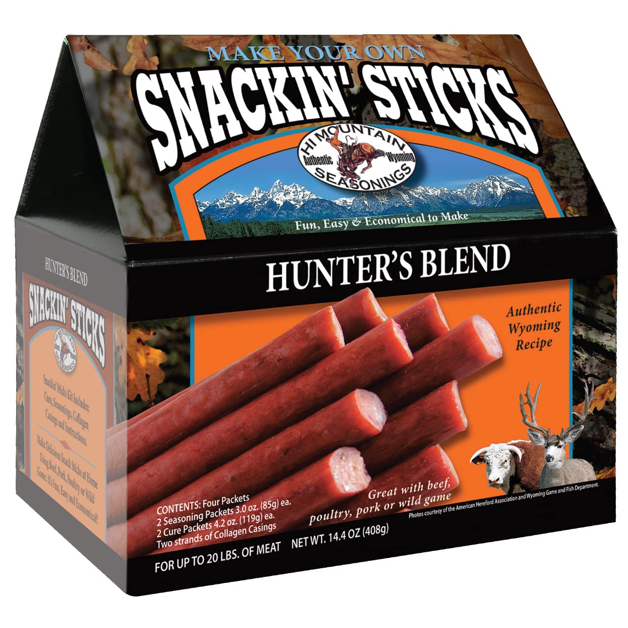 Seasonings ǀ Snack Stick Seasoning Kit ǀ HUNTERS BLEND ǀ Includes Seasoning, Cure, Casings, & Directions ǀ Seasons up to 20 lbs of Meat ǀ Beef, Pork, Venison, Deer, & Wild Game