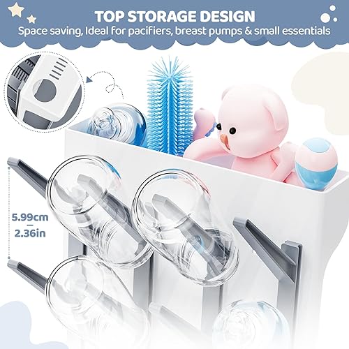 Miniatura 4 de Estante de secado de biberones, soporte vertical para secadora de botellas de ahorro de espacio, estante de secado de biberones de pie para