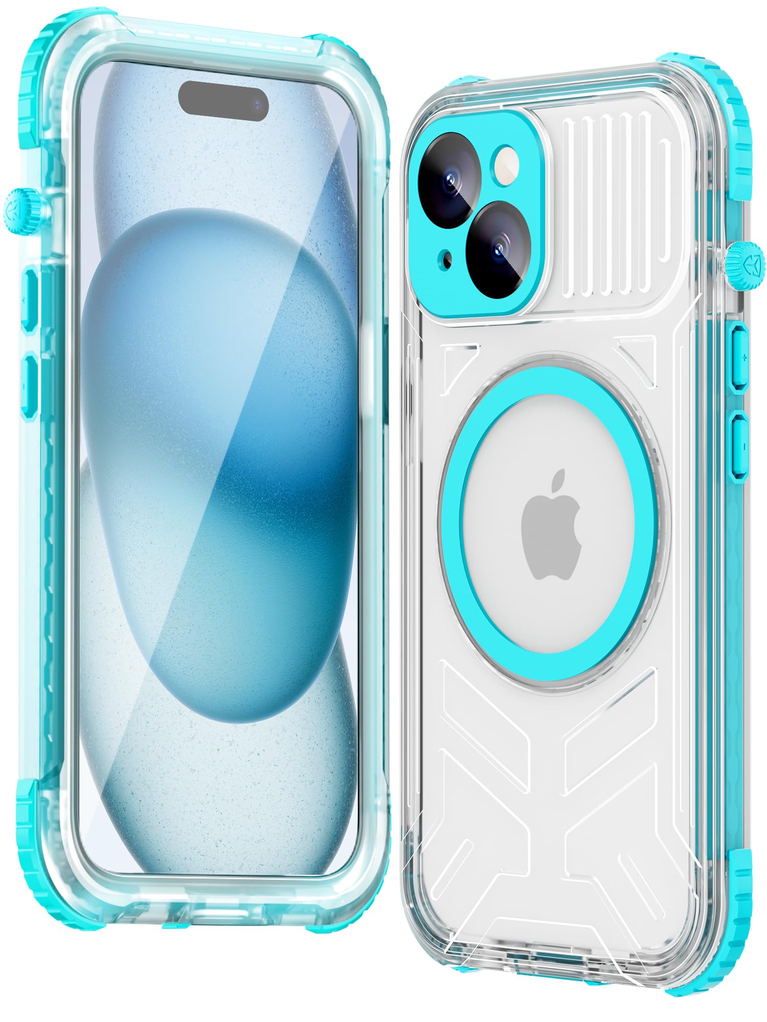 WIFORT for iPhone 15 Waterproof Case, [IP68 Underwater Dustproof][Built-in Screen][15FT Military Shockproof], 360 Full Body Sealed Protection Cover