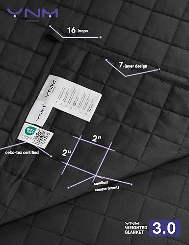 Vista 331 de YnM - Manta con peso para adultos, algodón pesado, perlas de vidrio refrescantes para usar todo el año, ideal para una persona de 240 libras