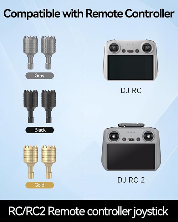 LKTOP 3 Pairs Mini 3/Mini 3 Pro/Mini 4 Pro/Air 3/Air 2S/Mavic 3/Mavic 3 Pro/Mavic 3 Classic Remote Controller Sticks for DJI 𝗥𝗖/𝗥𝗖𝟮 Joystick Rocker Replacement Accessories (Gray, Gold, Black)