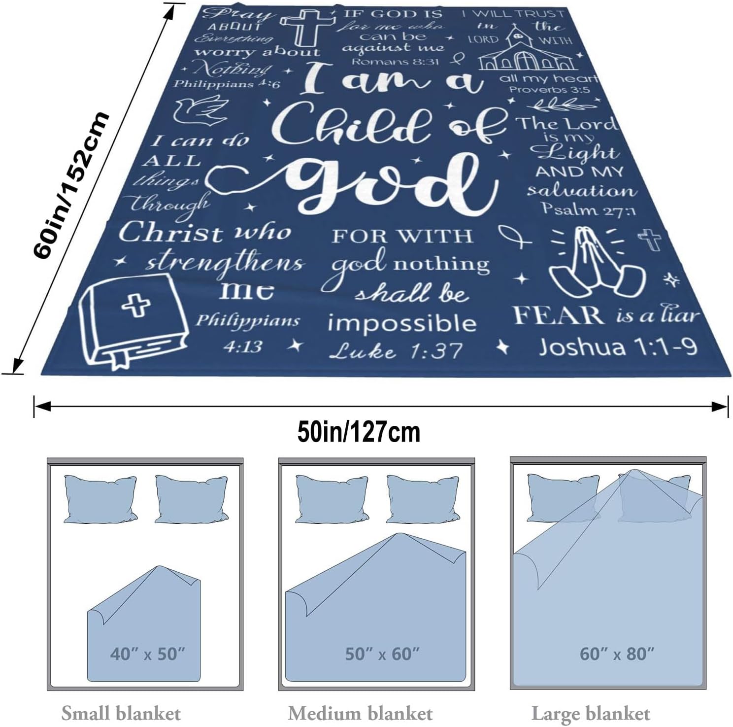 Christian Gifts for Men - Religious Gifts Blankets -Religious Gifts for Men Throw 60"X50" - I Am A Child of God Blanket - Baptism Gifts for Boys -Confirmation Gifts for Teenage Boys - Image 4