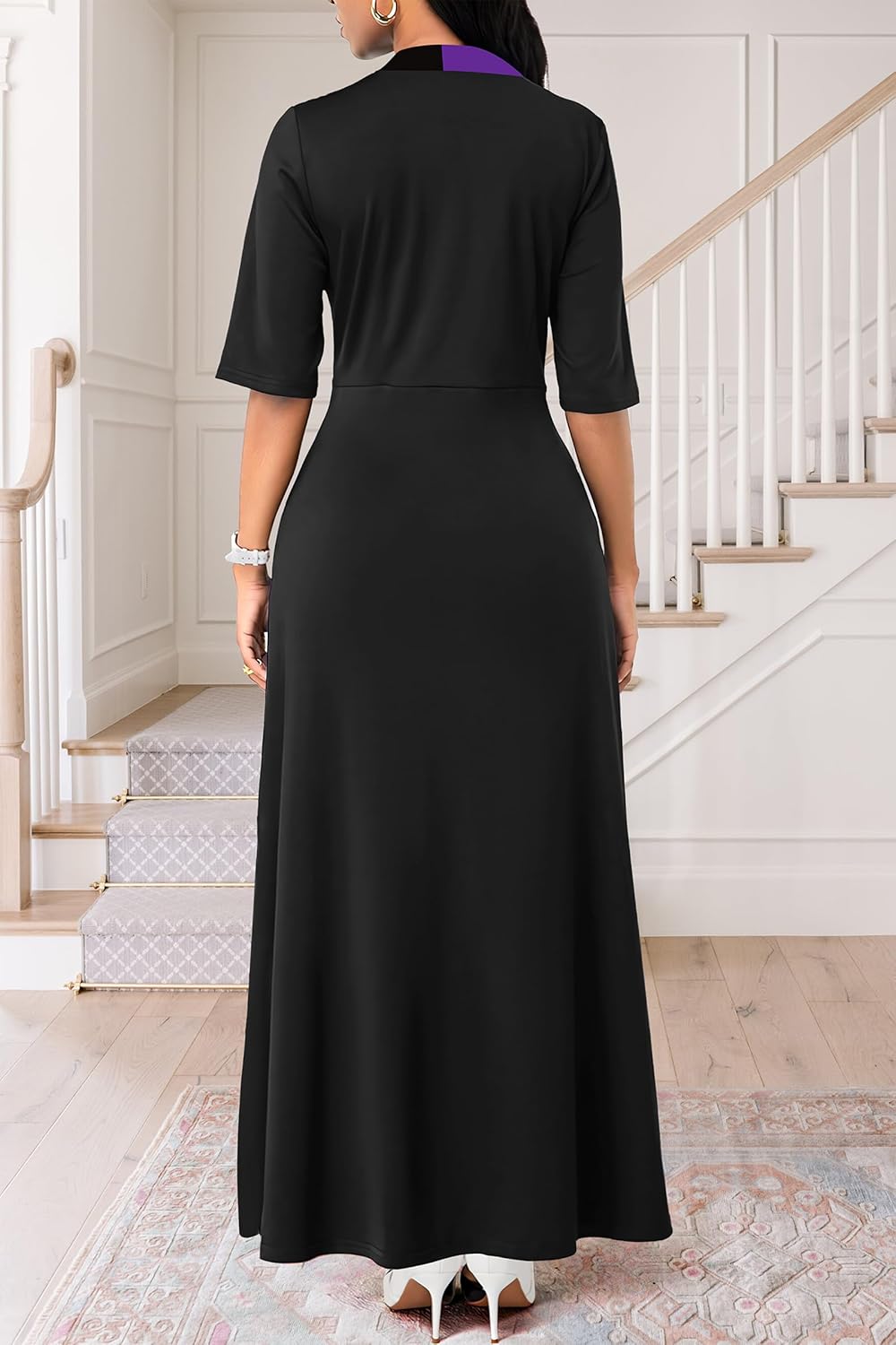 Runwind Maxi Long Dress for Women - Casual Church A-Line Elegant Cocktail Dresses V Neck - Image 5