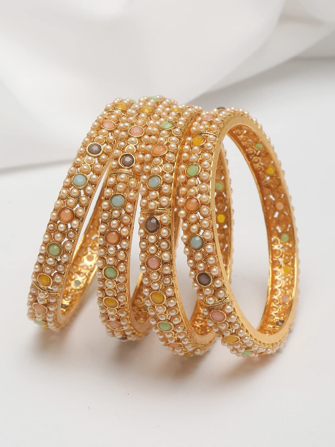Plated Traditional Bangle Set of 4 (13807b_2.4)
