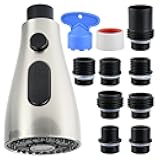 Replacement Kitchen Faucet Head for WEWE-FORIOUS-Qomolangma-VFAUOSIT-BASDEHEN-WOWOW-VCCUCINE Pull Out/Down Kitchen Sink Faucet, 3 Spray Function,Brushed Nickel