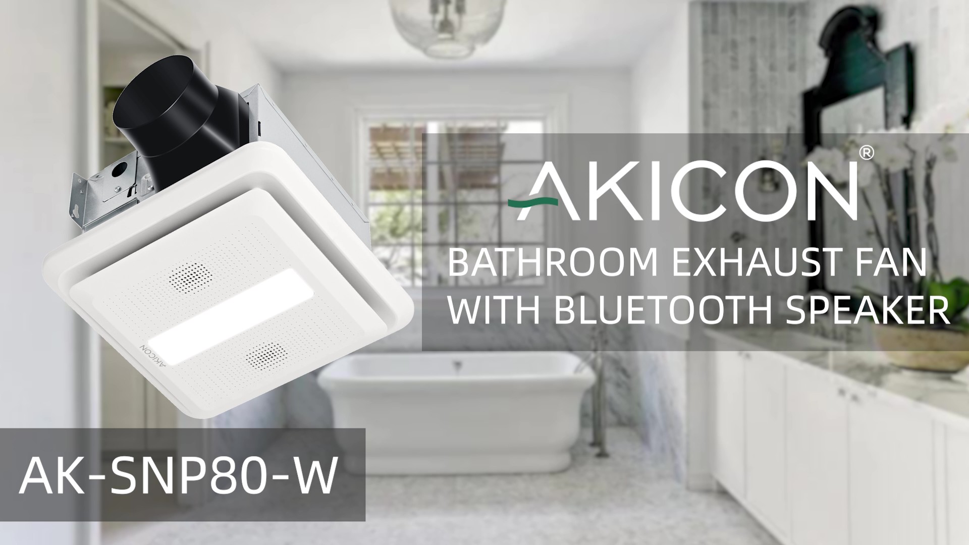 Ventilador de extracción para baño Akicon de 80 CFM y 0.7 sones con luz LED de 3 temperaturas de color (3000K/4000K/5000K), regulable, con Bluetooth, montaje en techo, blanco, certificado ENERGY STAR miniatura 7