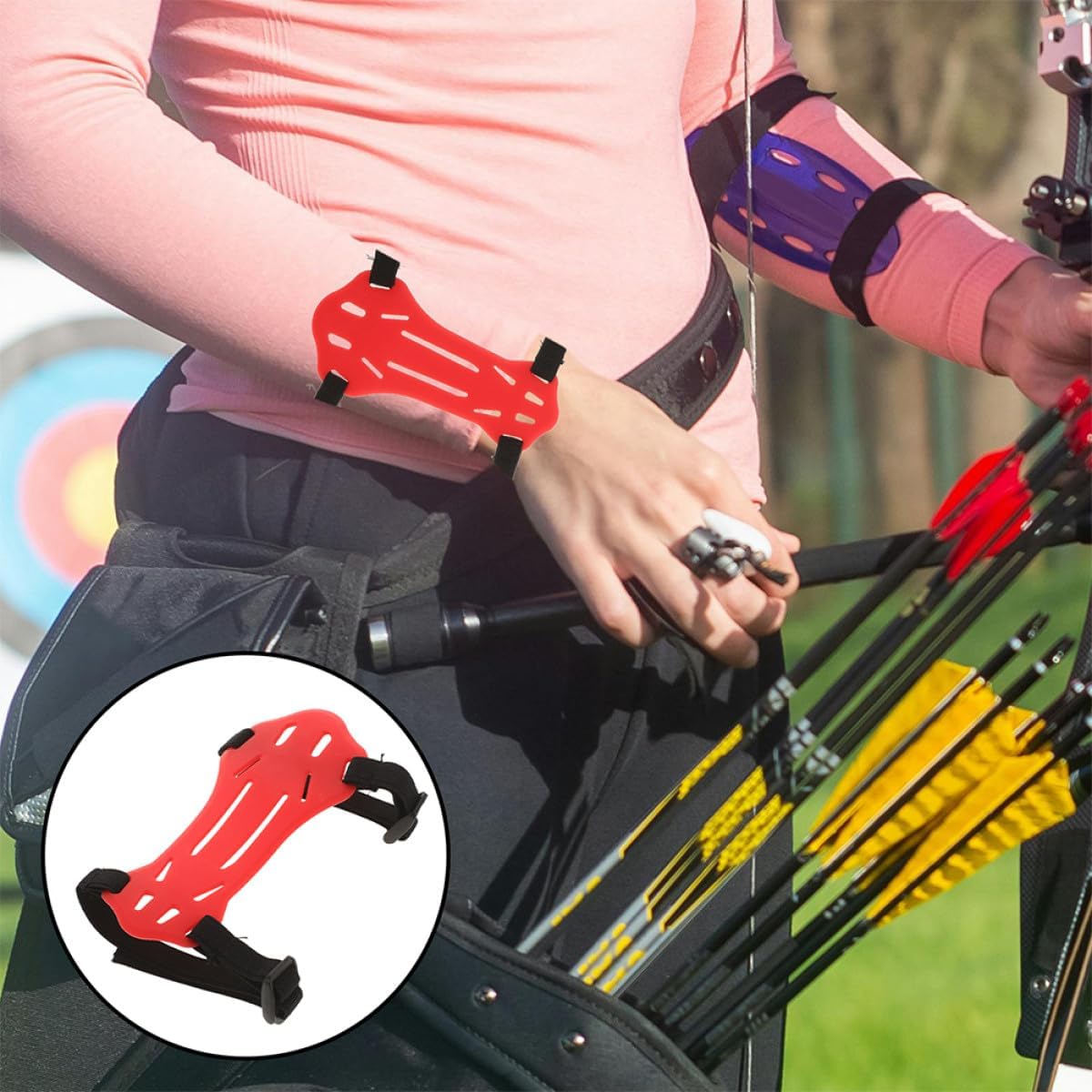 2pcs Archery Arm Guards Rubber Forearm Protector Adjustable Strap Bow Shooting Protective Gear for Youth Outdoor Practice