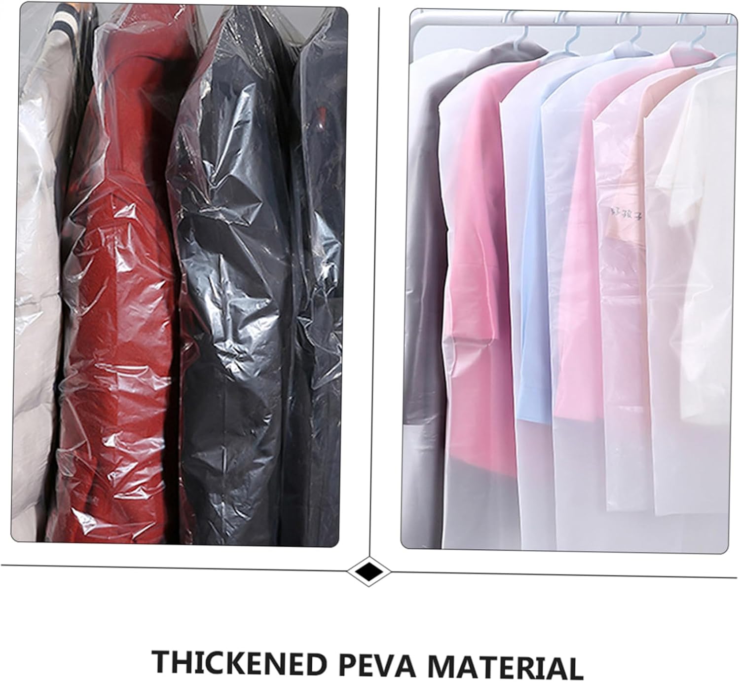 Cabilock 50pcs Garment Covers Suit Covers Protective Coats Dry Cleaning Bags Sealed Hanging Clothes Bag