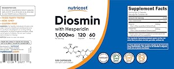 Nutricost Diosmin with Hesperidin (1000mg) Complex 120 Capsules - 500mg of Diosmin and 500mg of Hesperidin per Serving (60 Servings), Vegan, GMO-Free, Gluten-Free