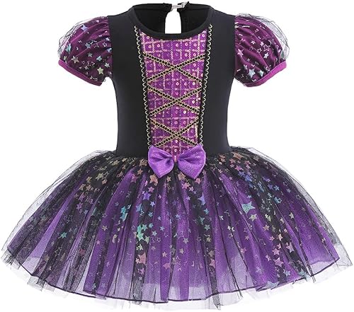 NEWEPIE Leotardos de princesa para niñas con falda de ballet y tutú para Halloween, Navidad, fiesta de cumpleaños, vestido elegante