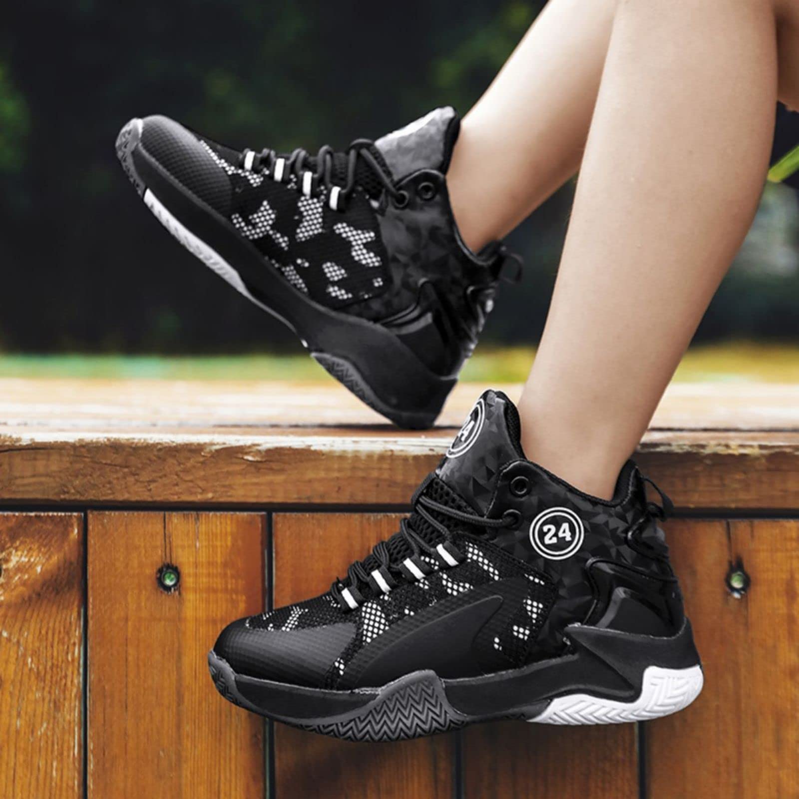 Chaussures de Basket-Ball, Chaussures de Basket-Ball pour Enfants, Chaussures de Sport avec Velcro, Chaussures de Sport