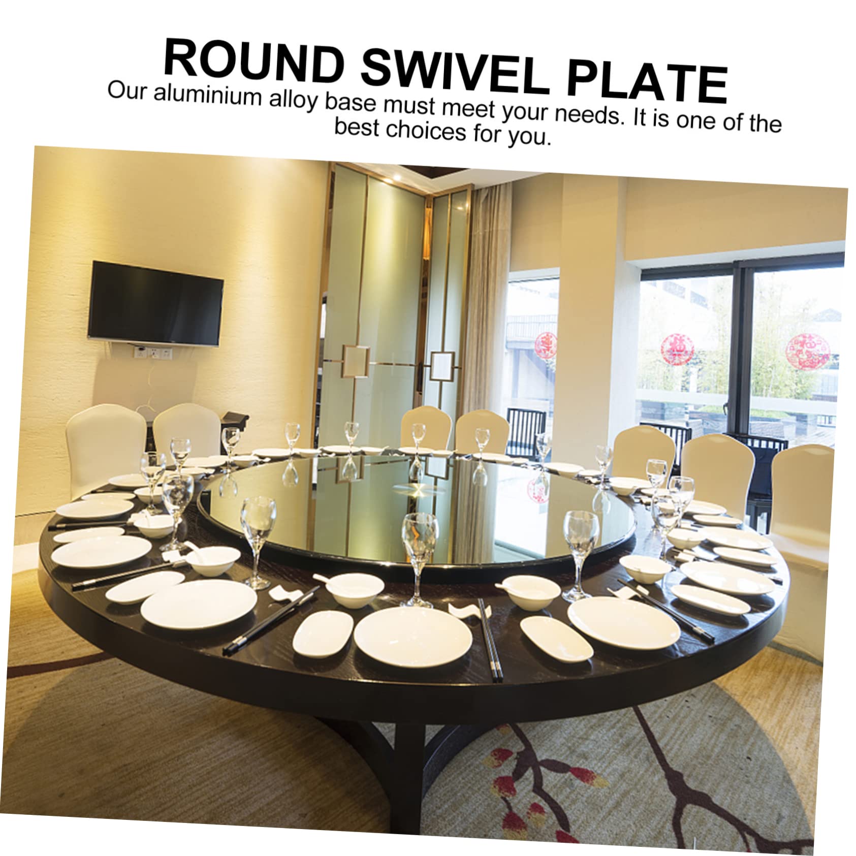Plato Giratorio de Aluminio para Mesa de Comedor Base Giratoria Lisa 360 Grados Herramienta para Banquetes y Restaurantes Uso Doméstico Diseño Práctico