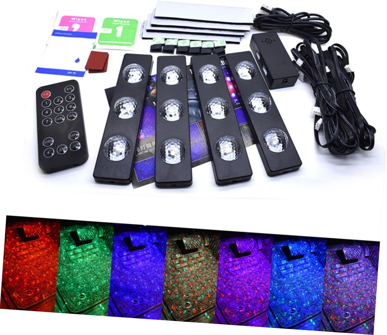 3.2w Car Led Lights Interior Atmosphere Lamps Neon Car Lights Rv Decorative Sound Control Remote