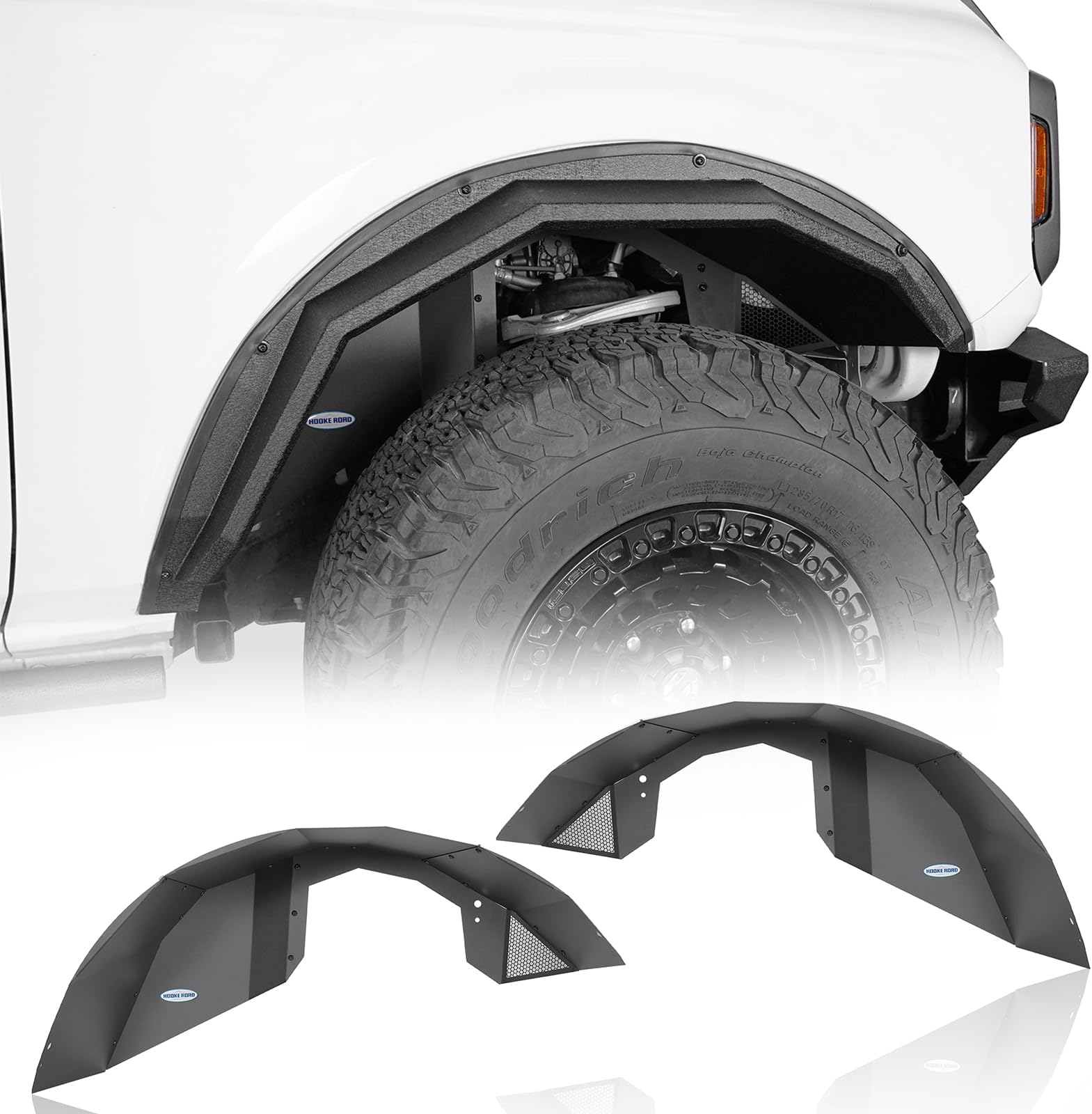 Hooke Road Bronco Front Inner Fender Liners Wheel Well Mud Guard Cover for 2021-2026 Ford Bronco 2/4 Door Accessories (Exclude Bronco Sport & Raptor)