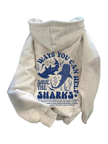 SHENHE Women's Whale Shark Hoodie Graphic Oversized Ocean Hoodie Sweatshirt